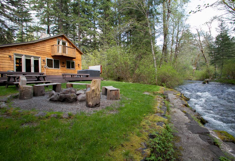 Lazy Bears Creekside Cabin backyard